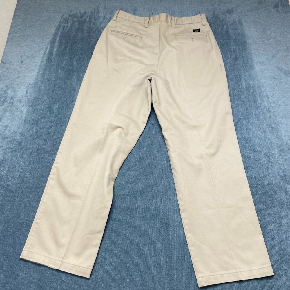 Dockers Chino Pants Mens 34x30 Beige Cotton Pleated Classic Fit Straight Leg